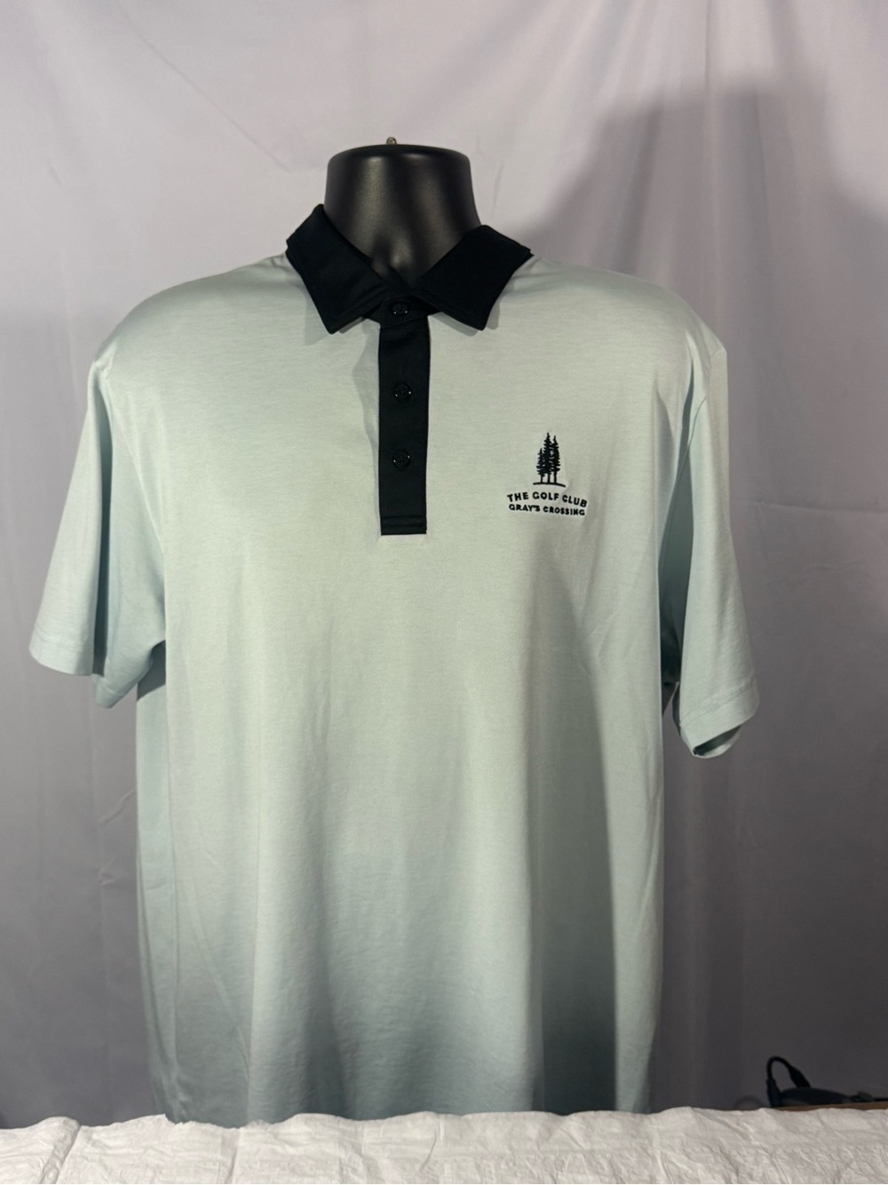 The Golf Club Men's Polo Shirt in Light Mint with Black Trim